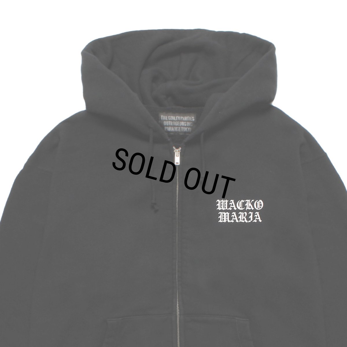 画像2: WACKO MARIA/WASHED HEAVY WEIGHT ZIP HOODED SWEAT SHIRT（BLACK）［ジップアップパーカー-26春夏］ (2)