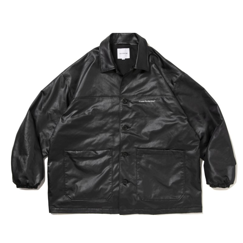 画像1: COOTIE PRODUCTIONS/Damp Coated Satin Car Coat（Black）［ダンプコーテッドサテンカーコート-26春夏］