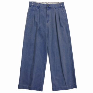 パンツ doubletSILK CHINO WIDE TAPERED TROUSERS DAIRIKU/Wide Two Tuck Chino Pants（Blue）［ワイドツータック