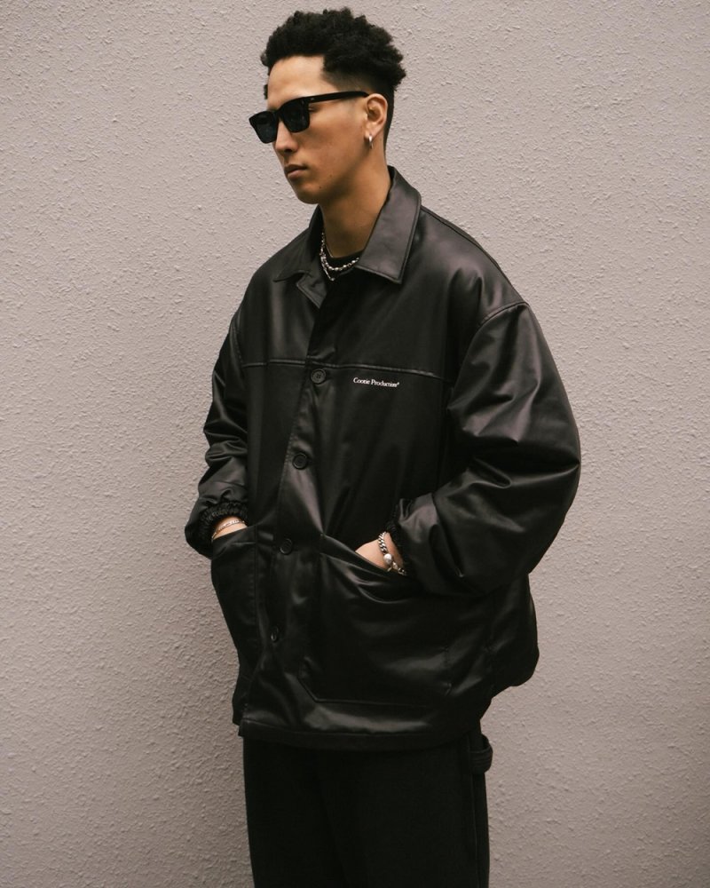 画像3: COOTIE PRODUCTIONS/Damp Coated Satin Car Coat（Black）［ダンプコーテッドサテンカーコート-26春夏］