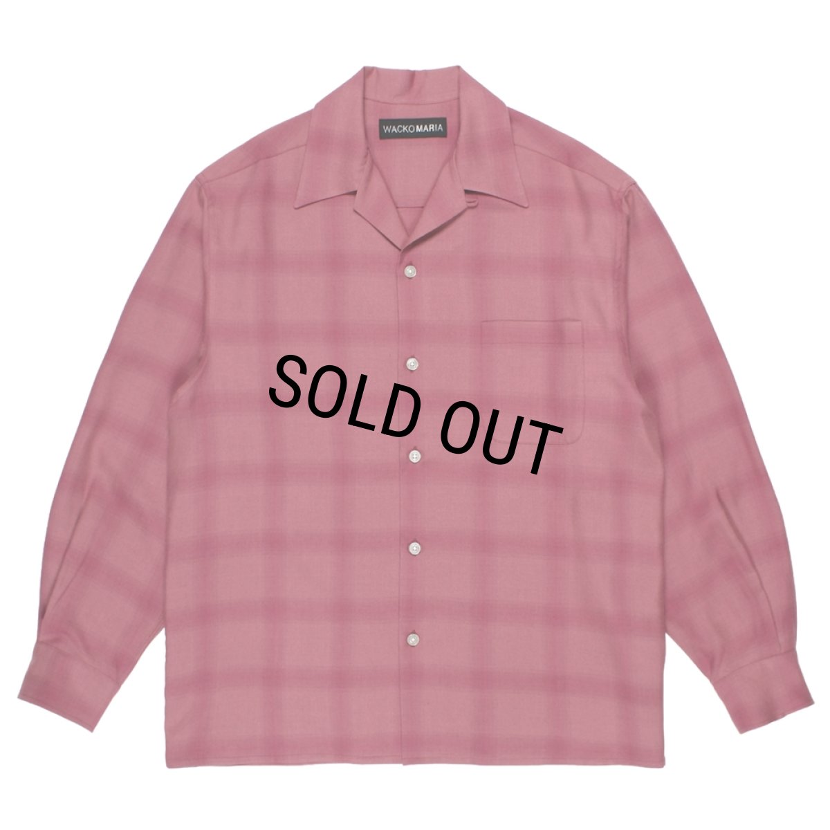 画像1: WACKO MARIA/OMBRE CHECK OPEN COLLAR SHIRT（PINK）［オンブレチェックオープンカラーシャツ-26春夏］ (1)