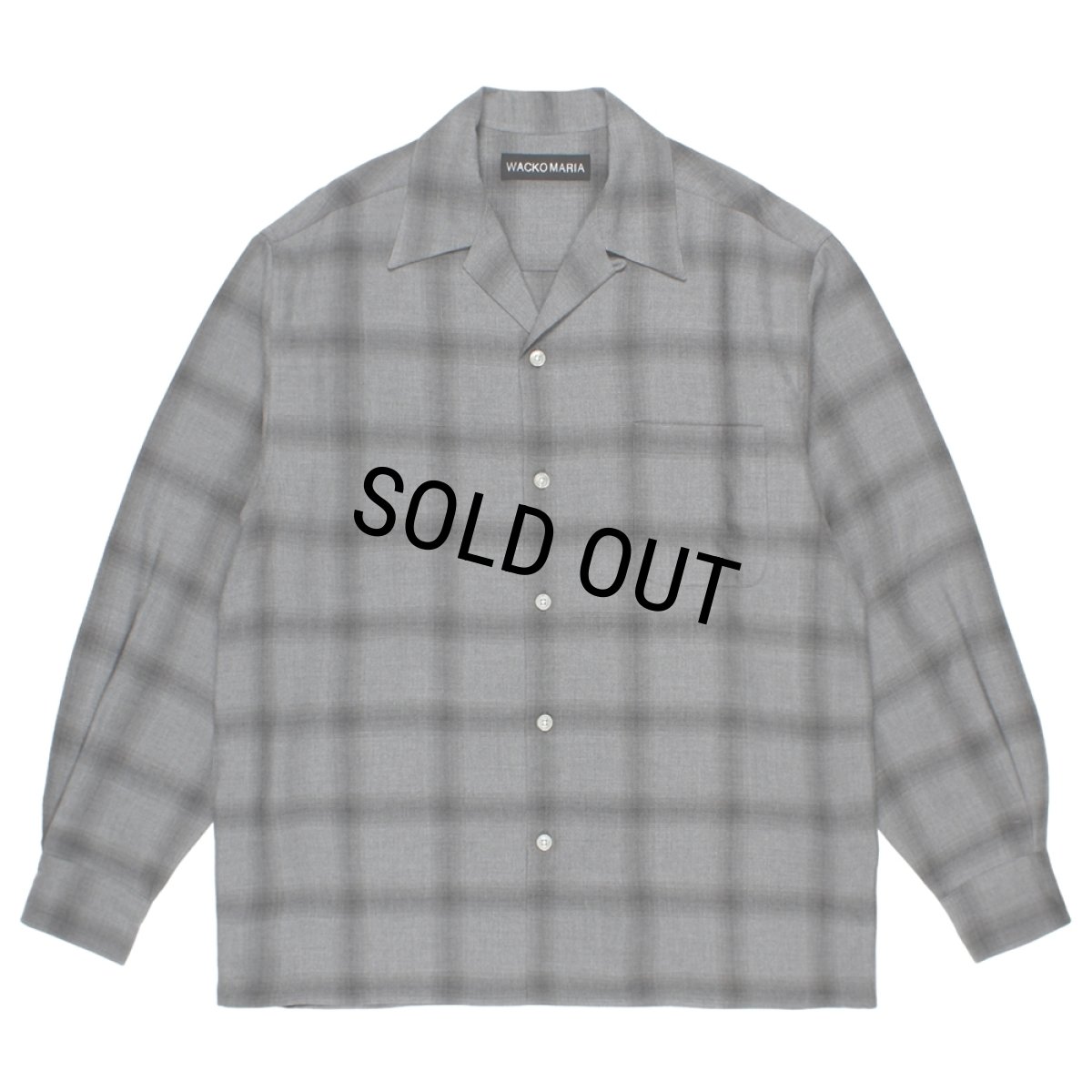 画像1: WACKO MARIA/OMBRE CHECK OPEN COLLAR SHIRT（GRAY）［オンブレチェックオープンカラーシャツ-26春夏］ (1)