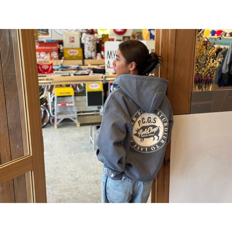 画像3: PORKCHOP/CIRCLE PORK ZIP UP HOODIE（STONE BLUE）［サークルポークジップアップフーディー-25秋冬］