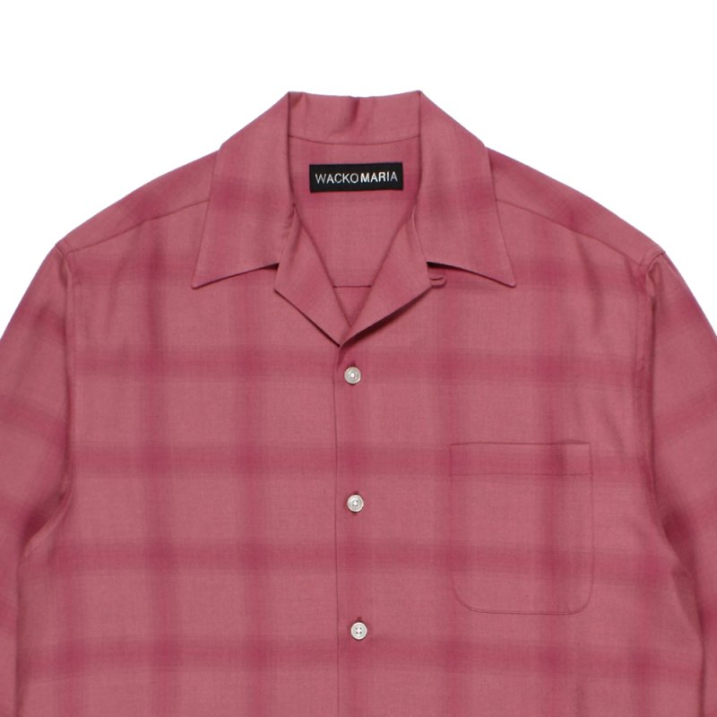 画像2: WACKO MARIA/OMBRE CHECK OPEN COLLAR SHIRT（PINK）［オンブレチェックオープンカラーシャツ-26春夏］