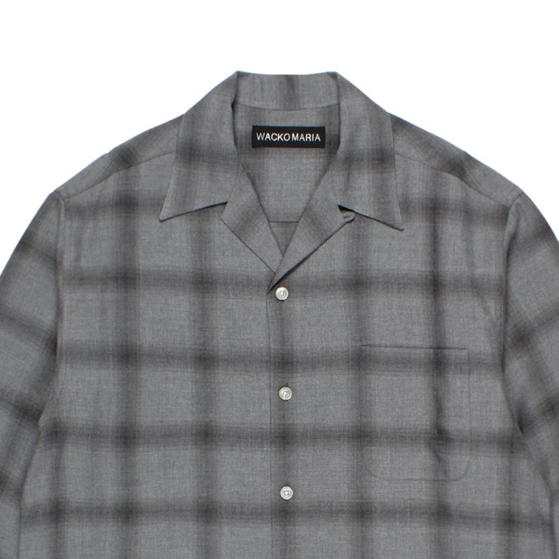 画像2: WACKO MARIA/OMBRE CHECK OPEN COLLAR SHIRT（GRAY）［オンブレチェックオープンカラーシャツ-26春夏］