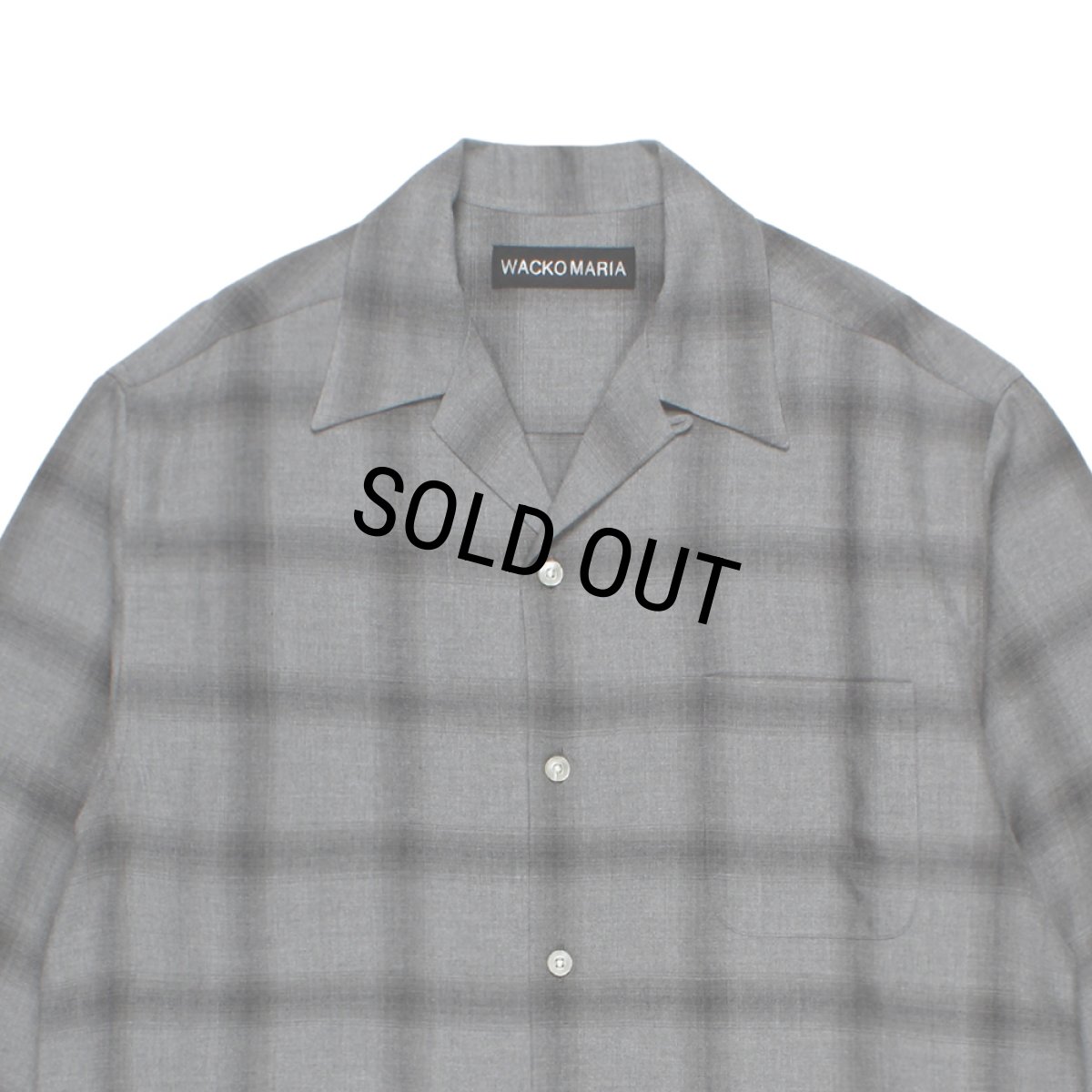 画像2: WACKO MARIA/OMBRE CHECK OPEN COLLAR SHIRT（GRAY）［オンブレチェックオープンカラーシャツ-26春夏］ (2)