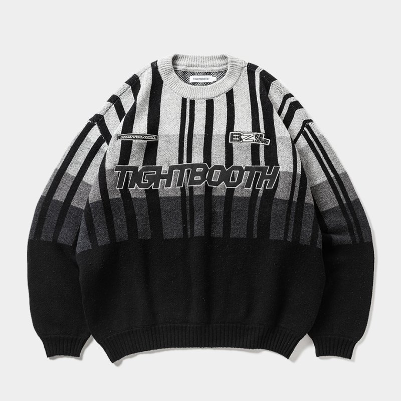 画像1: TIGHTBOOTH/JQ KNIT SWEATER（×紅桜）（Black）［ジャガードニットセーター-25冬］