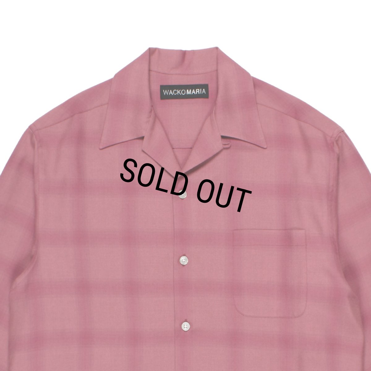 画像2: WACKO MARIA/OMBRE CHECK OPEN COLLAR SHIRT（PINK）［オンブレチェックオープンカラーシャツ-26春夏］ (2)
