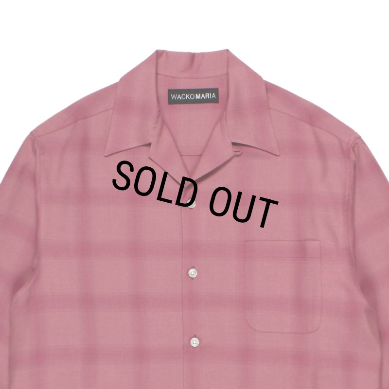 WACKO MARIA/OMBRE CHECK OPEN COLLAR SHIRT（PINK）［オンブレ