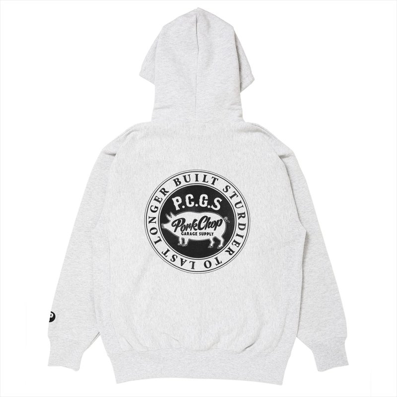 画像2: PORKCHOP/CIRCLE PORK ZIP UP HOODIE（ASH）［サークルポークジップアップフーディー-25秋冬］