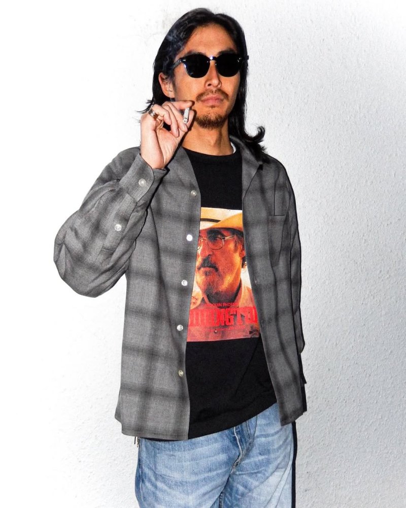画像3: WACKO MARIA/OMBRE CHECK OPEN COLLAR SHIRT（GRAY）［オンブレチェックオープンカラーシャツ-26春夏］