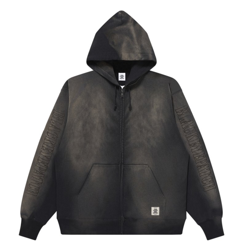 画像1: BlackEyePatch/STENCIL LOGO EMBROIDERED FADED HOODIE（BLACK）