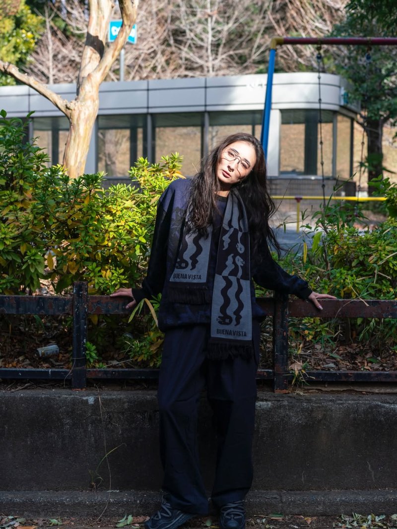 画像3: 【30%OFF】BUENA VISTA/Snake soccor stole（BLACK）［フットボールマフラー-25秋冬］