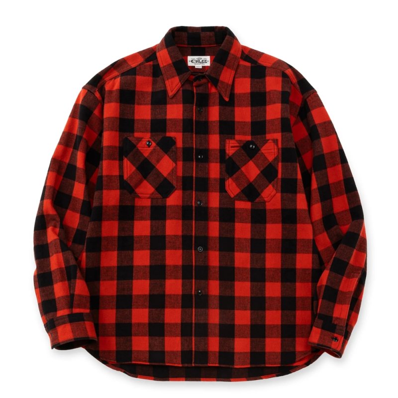 画像1: CALEE/VINTAGE TYPE BLOCK CHECK SH（BLACK/RED）［ブロックチェックシャツ-26春夏］