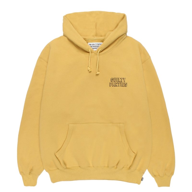 画像1: WACKO MARIA/MIDDLE WEIGHT HOODED SWEAT SHIRT（YELLOW）［プルオーバーパーカー-26春夏］