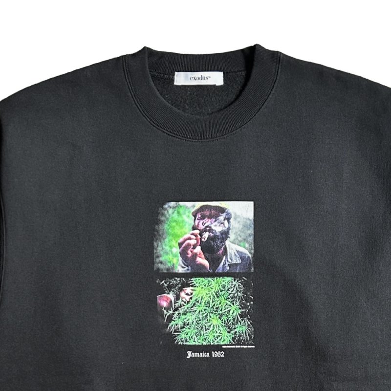 画像2: exodus brand/MASATAKA ISHIDA  JAMAICA 1982 SWEAT CREW NECK TYPE-3（BLACK）［クルーネックスウェット-26春夏］