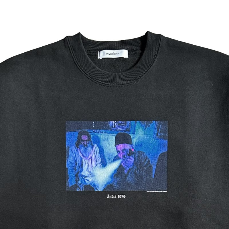 画像2: exodus brand/MASATAKA ISHIDA  INDIA 1979 SWEAT CREW NECK（BLACK）［クルーネックスウェット-26春夏］