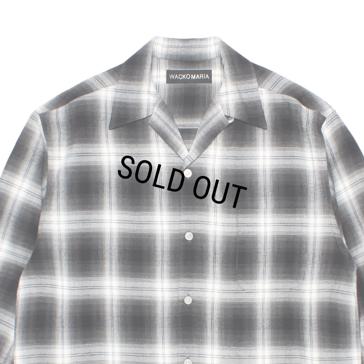 画像2: WACKO MARIA/OMBRE CHECK OPEN COLLAR SHIRT（GRAY）［オンブレチェックオープンカラーシャツ-26春夏］ (2)