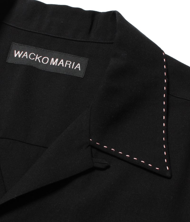 画像3: WACKO MARIA/50'S OPEN COLLAR SHIRT（BLACK）［ピンポイントステッチ50'Sオープンカラーシャツ-26春夏］
