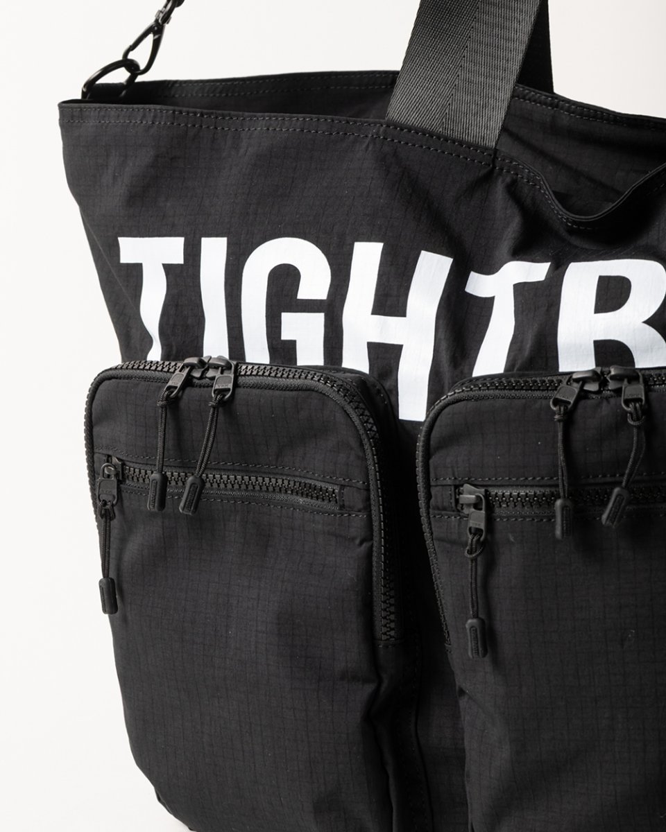 画像4: TIGHTBOOTH/TRIPLE POCKET RIPSTOP BIG TOTE（Black）［トリプルポケットビッグトート-26春夏］ (4)
