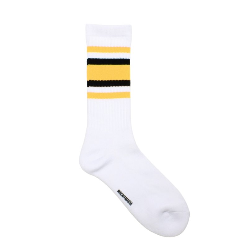 画像1: WACKO MARIA/SPORTS SOCKS（WHITE/YELLOW）［スポーツソックス-26春夏］