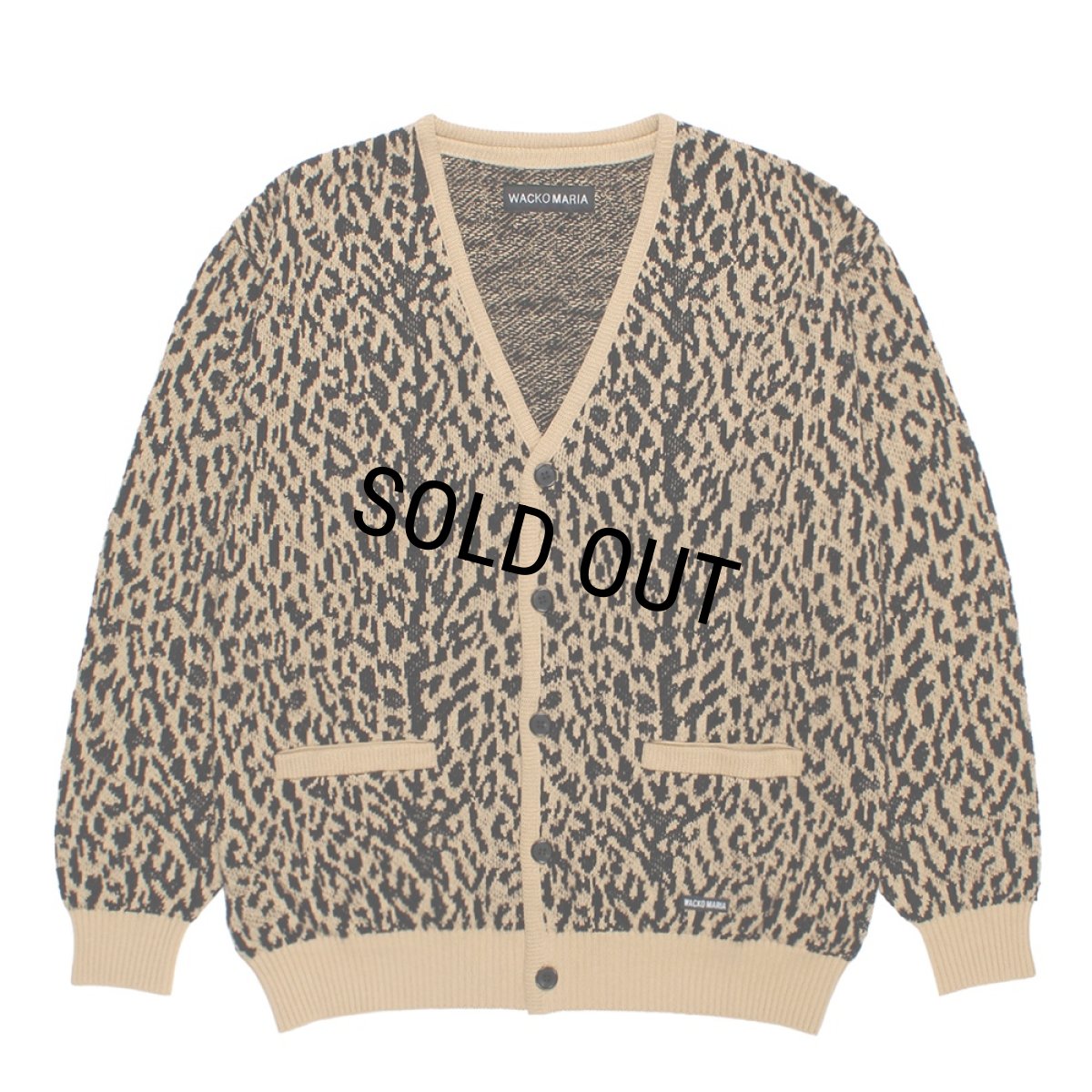 画像1: WACKO MARIA/LEOPARD JACQUARD KNIT CARDIGAN（LIGHT BROWN）［レオパードジャガードニットカーディガン-26春夏］ (1)