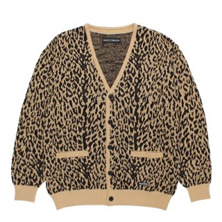 WACKO MARIA/LEOPARD JACQUARD KNIT CARDIGAN（LIGHT BROWN