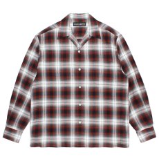 画像1: WACKO MARIA/OMBRE CHECK OPEN COLLAR SHIRT（BROWN）［オンブレチェックオープンカラーシャツ-26春夏］ (1)