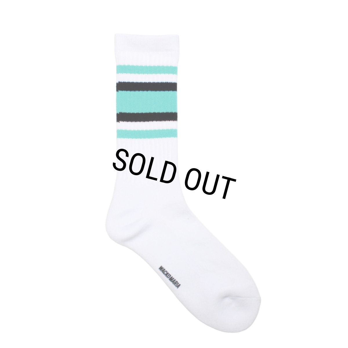 画像1: WACKO MARIA/SPORTS SOCKS（WHITE/GREEN）［スポーツソックス-26春夏］ (1)