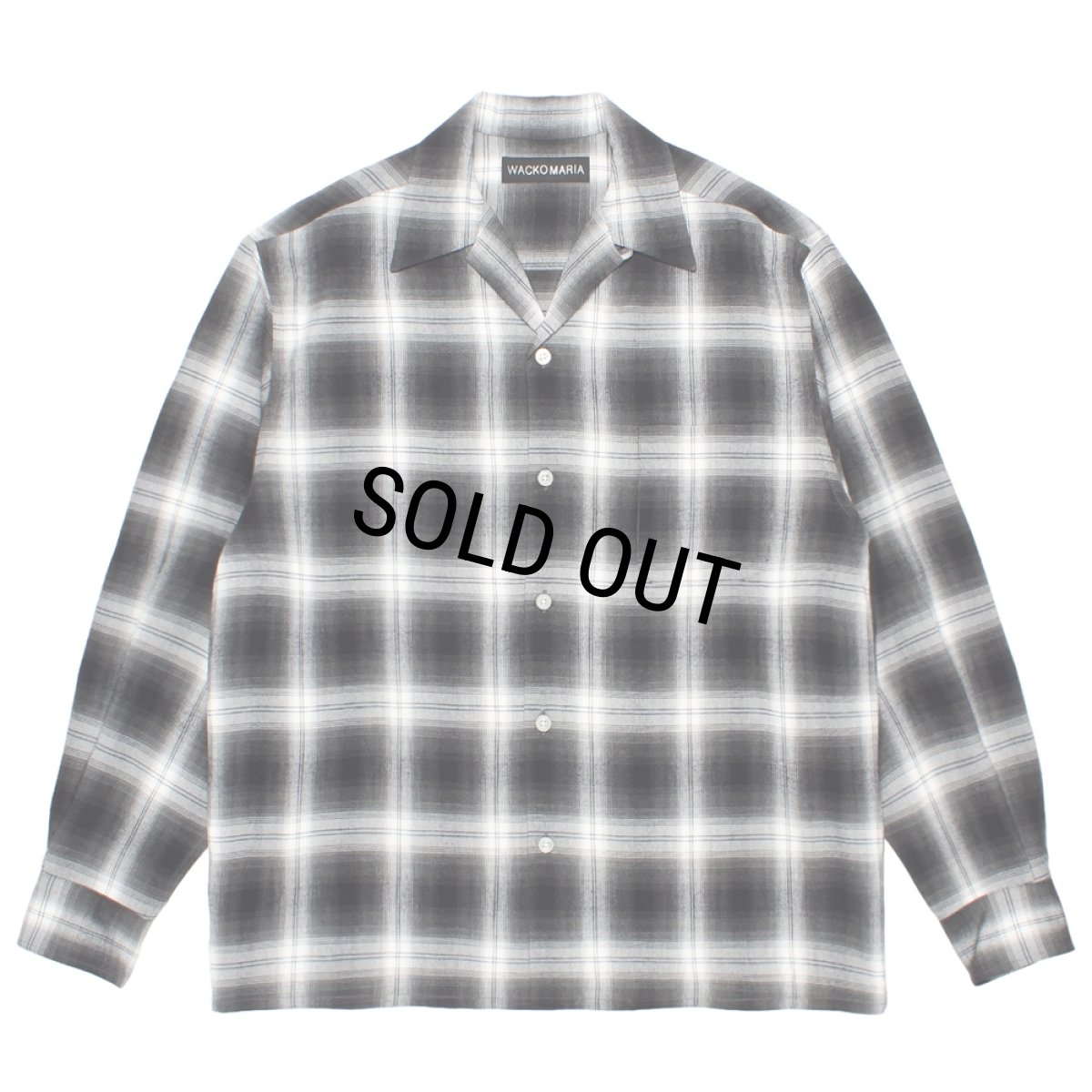 画像1: WACKO MARIA/OMBRE CHECK OPEN COLLAR SHIRT（GRAY）［オンブレチェックオープンカラーシャツ-26春夏］ (1)