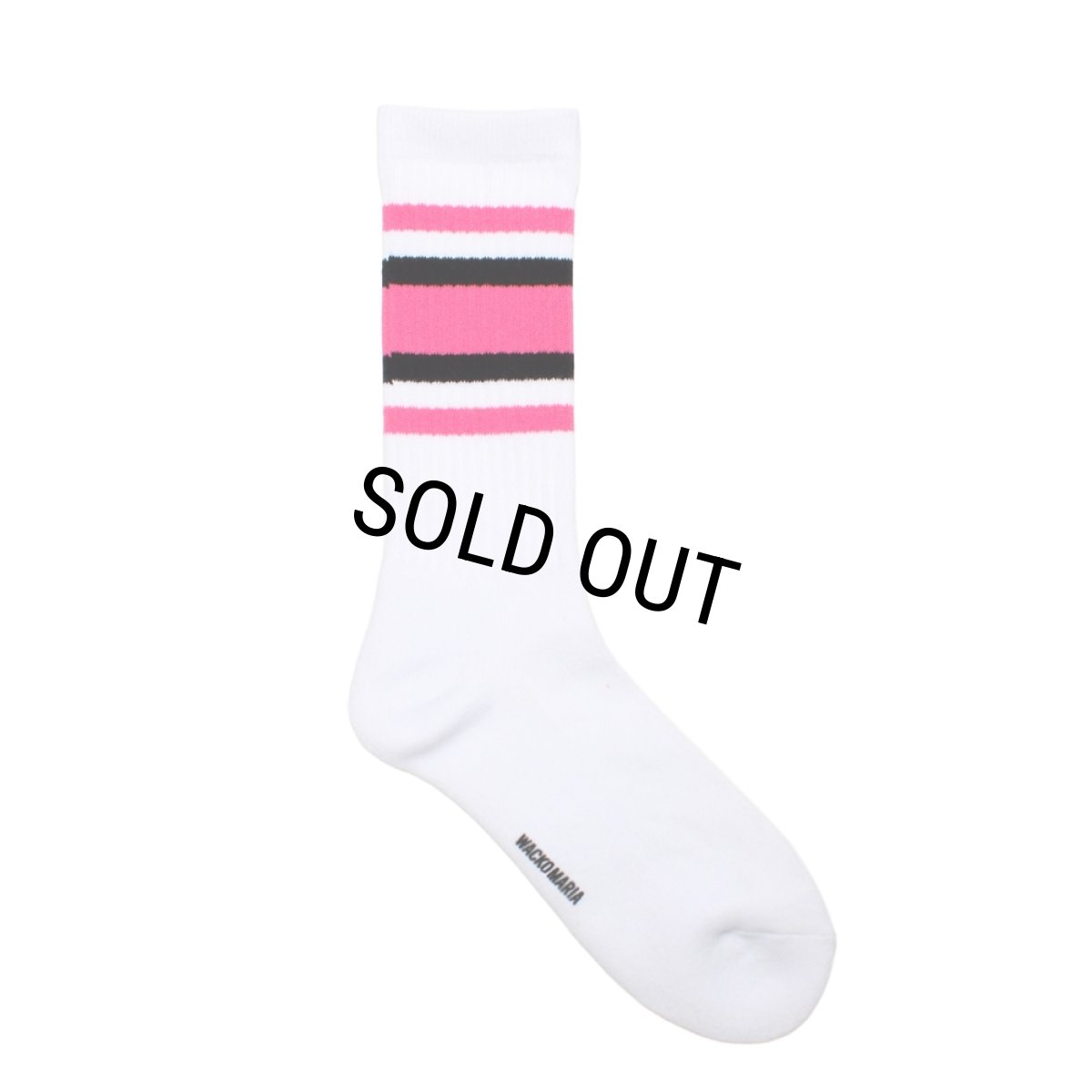 画像1: WACKO MARIA/SPORTS SOCKS（WHITE/PINK）［スポーツソックス-26春夏］ (1)