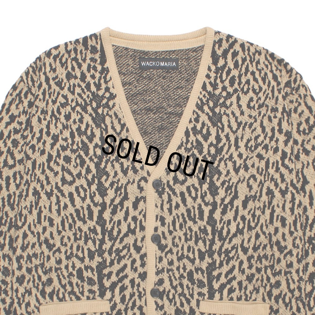 画像2: WACKO MARIA/LEOPARD JACQUARD KNIT CARDIGAN（LIGHT BROWN）［レオパードジャガードニットカーディガン-26春夏］ (2)