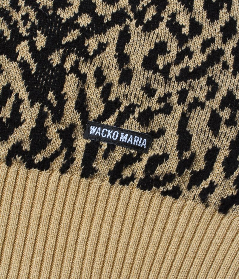 画像3: WACKO MARIA/LEOPARD JACQUARD KNIT CARDIGAN（LIGHT BROWN）［レオパードジャガードニットカーディガン-26春夏］