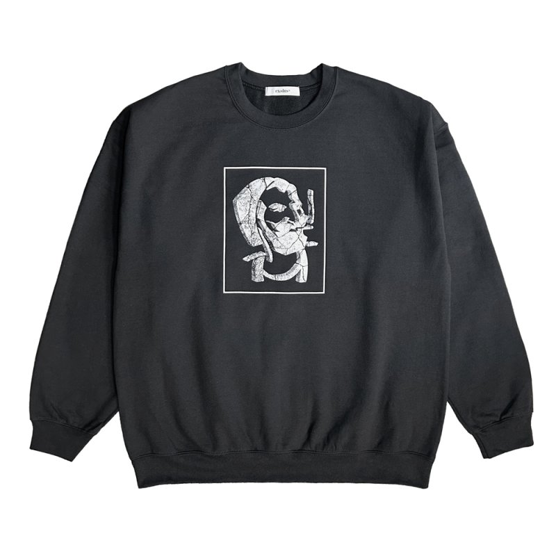 画像1: exodus brand/STONED ZIG-ZAG SWEAT CREW NECK（BLACK）［クルーネックスウェット-26春夏］