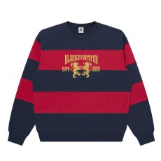 画像1: BlackEyePatch/HERALDIC COLLEGE STRIPED CREW SWEAT（NAVY/RED） (1)