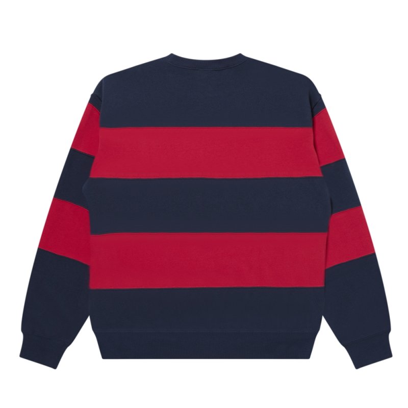 画像2: BlackEyePatch/HERALDIC COLLEGE STRIPED CREW SWEAT（NAVY/RED）