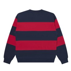 画像2: BlackEyePatch/HERALDIC COLLEGE STRIPED CREW SWEAT（NAVY/RED） (2)