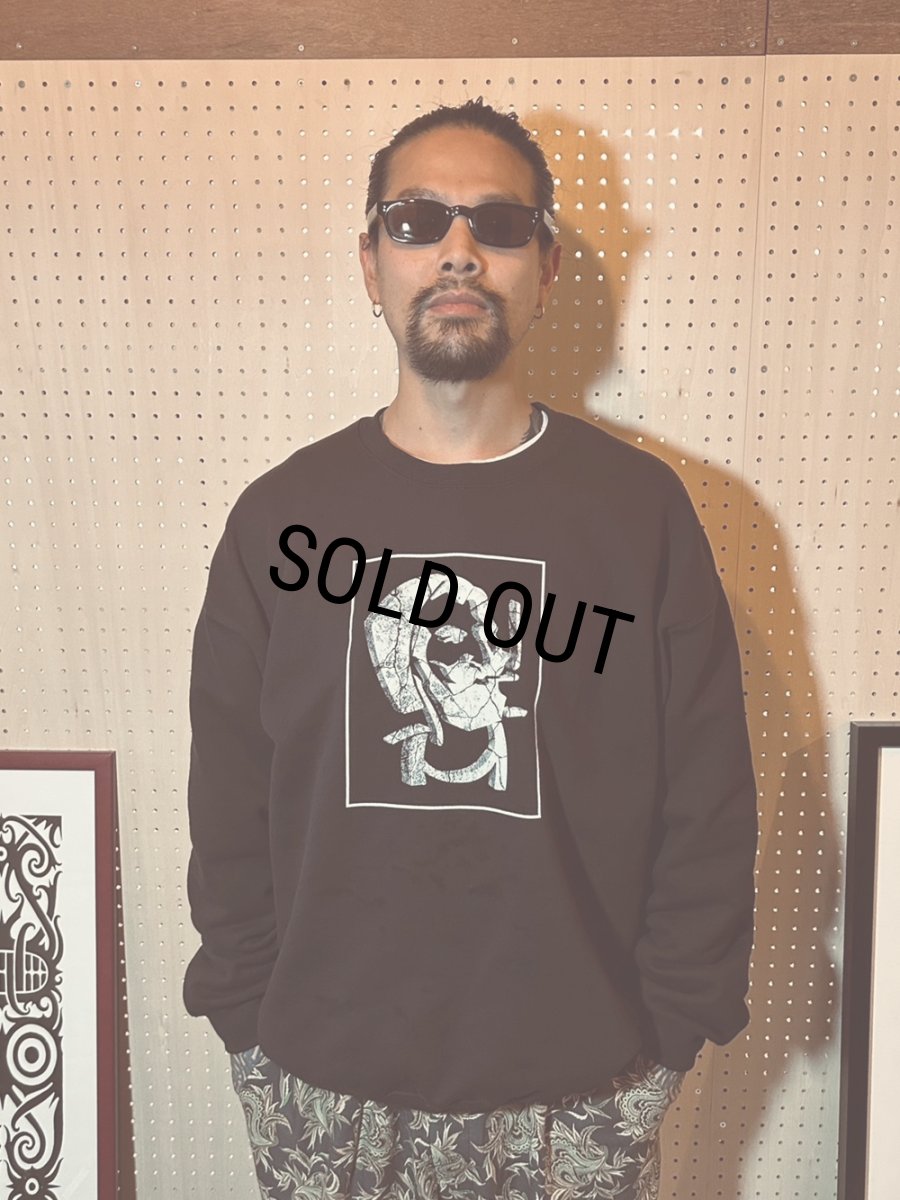 画像2: 【30%OFF】exodus brand/STONED ZIG-ZAG SWEAT CREW NECK（BLACK）［クルーネックスウェット-26春夏］ (2)
