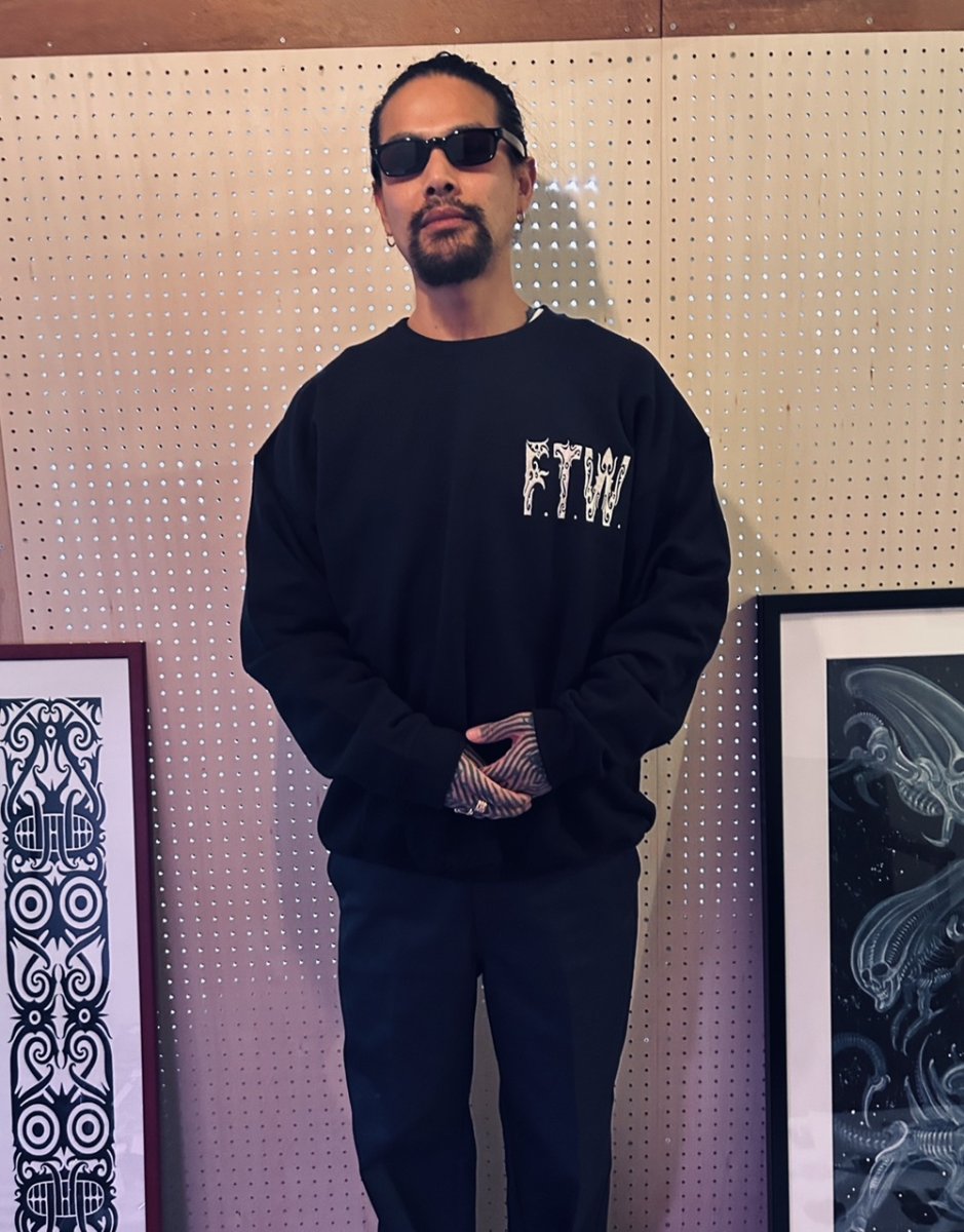 画像2: exodus brand/BORNEO F.T.W. SWEAT CREW NECK（BLACK）［クルーネックスウェット-26春夏］ (2)