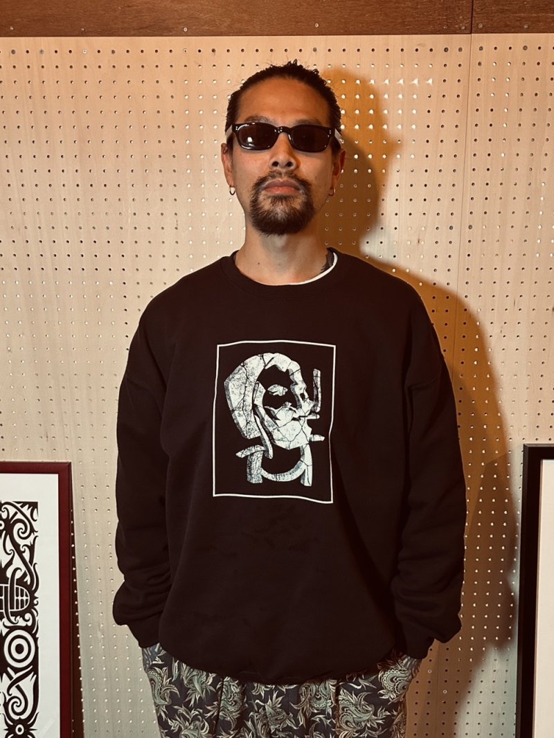 画像2: exodus brand/STONED ZIG-ZAG SWEAT CREW NECK（BLACK）［クルーネックスウェット-26春夏］