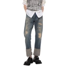 画像3: DAIRIKU/Roll up Repair Selvegde Denim Pants（Indigo）［ロールアップリペアセルヴィッジデニムパンツ-26春夏］ (3)
