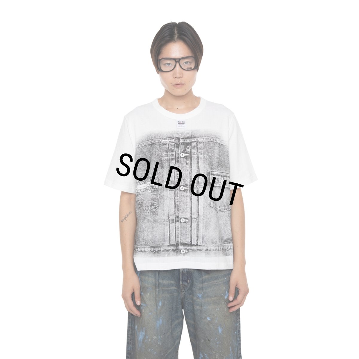 画像2: DAIRIKU/MattTransfer Print Fancy Dobby H-S Tag Tee（White）［プリントドビーT-26春夏］ (2)