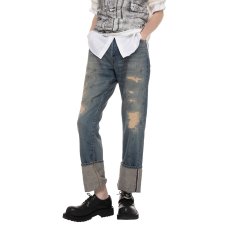 画像4: DAIRIKU/Roll up Repair Selvegde Denim Pants（Indigo）［ロールアップリペアセルヴィッジデニムパンツ-26春夏］ (4)
