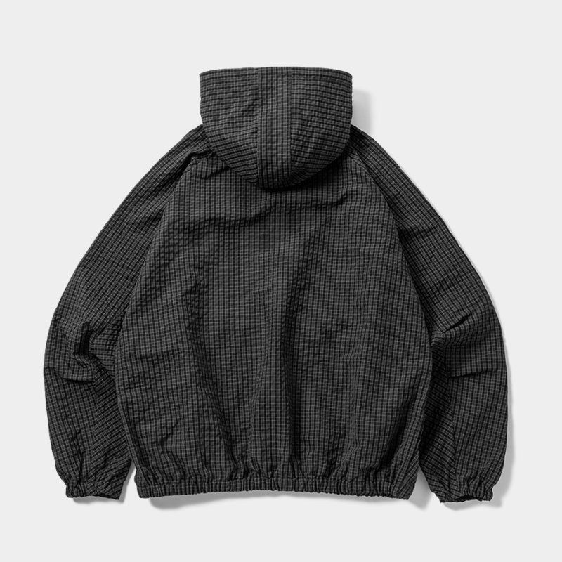 画像2: TIGHTBOOTH/RIPPLE PLAID ANORAK（Black）［リップルプラッドアノラック-26春夏］