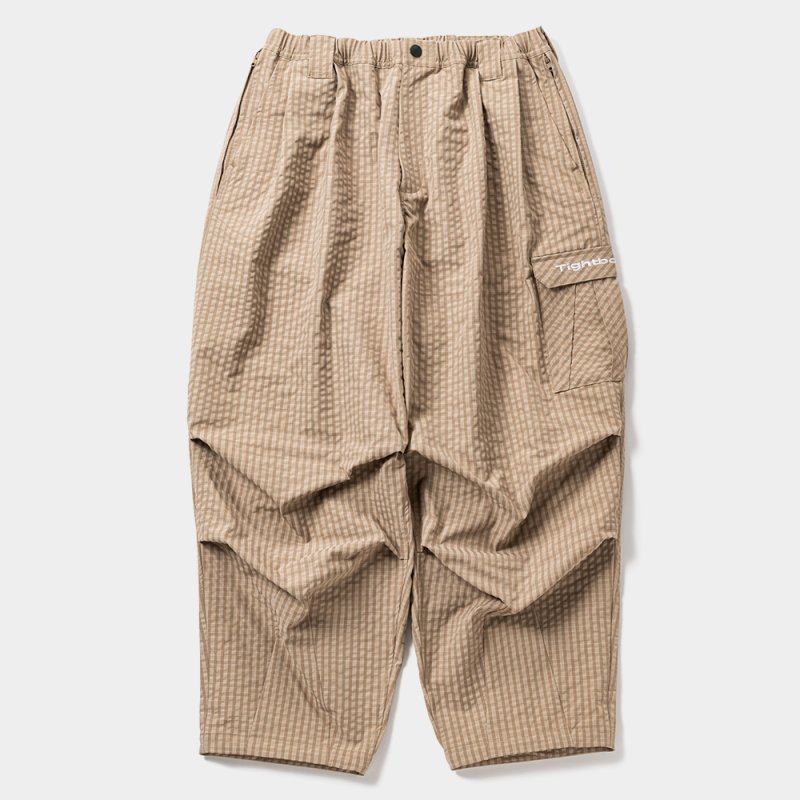 画像1: TIGHTBOOTH/RIPPLE PLAID BALLOON PANTS（Beige）［リップルプラッドバルーンパンツ-26春夏］