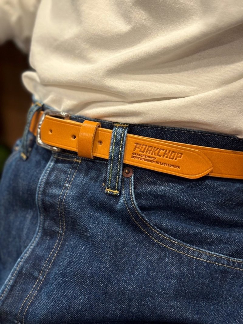 画像3: PORKCHOP/LEATHER BELT（CAMEL）［レザーベルト-26春夏］
