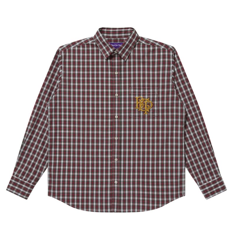 画像1: BlackEyePatch/ROYAL EMBLEM EMBROIDERED L/S SHIRT（RED）