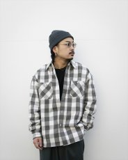 画像3: CALEE/VINTAGE TYPE BLOCK CHECK SH（BLACK/WHITE）［ブロックチェックシャツ-26春夏］ (3)