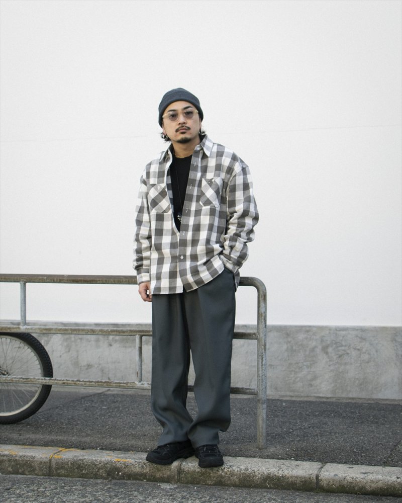 画像2: CALEE/VINTAGE TYPE BLOCK CHECK SH（BLACK/WHITE）［ブロックチェックシャツ-26春夏］