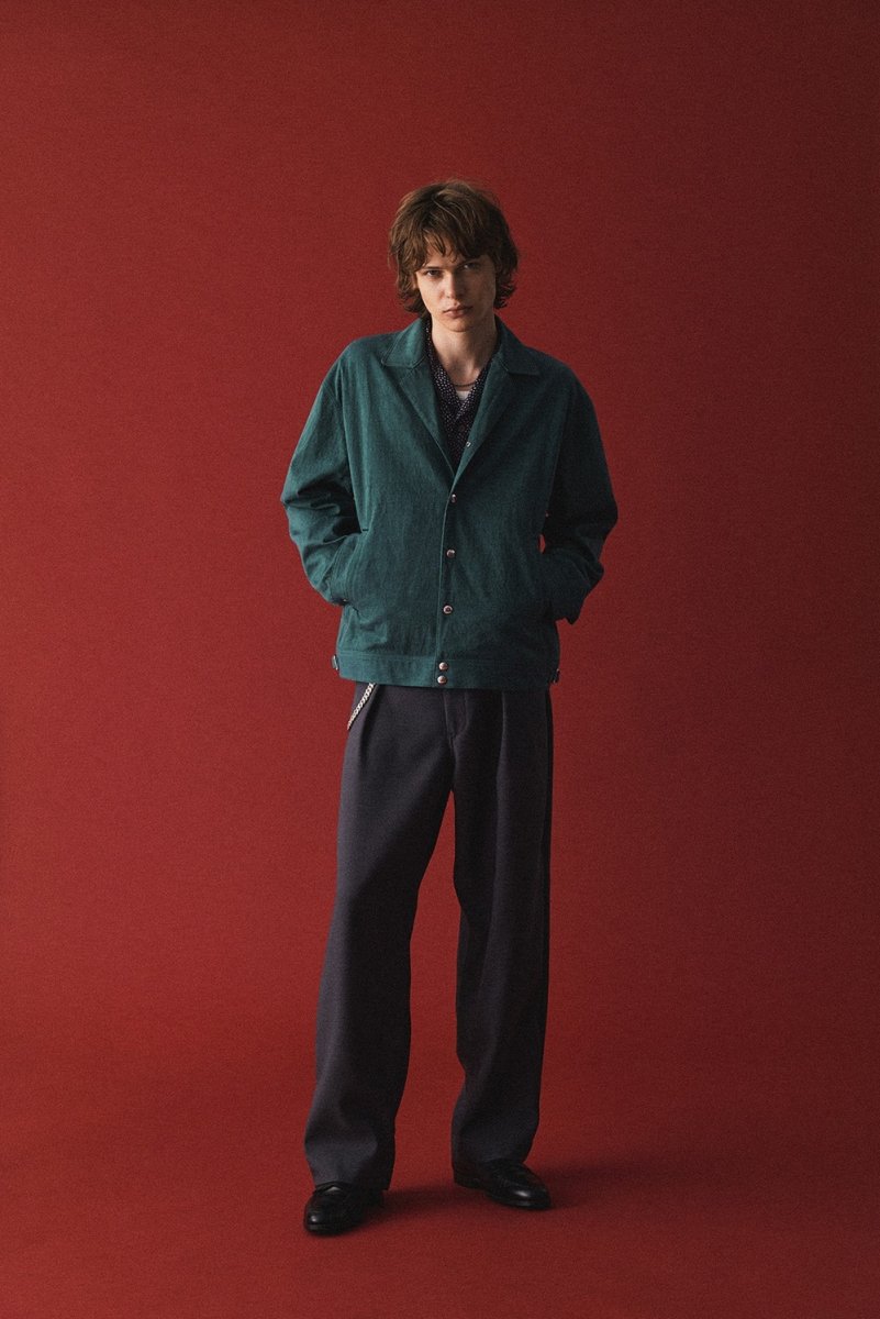 画像2: CALEE/SLUB SATIN OPEN COLLAR JACKET（GREEN）［スラブサテンオープンカラーJKT-26春夏］ (2)